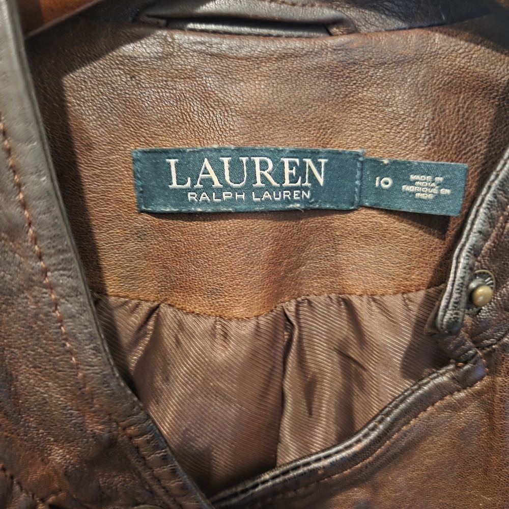 Polo by Ralph Lauren Brown Leather Jacket - Picture 3 of 9